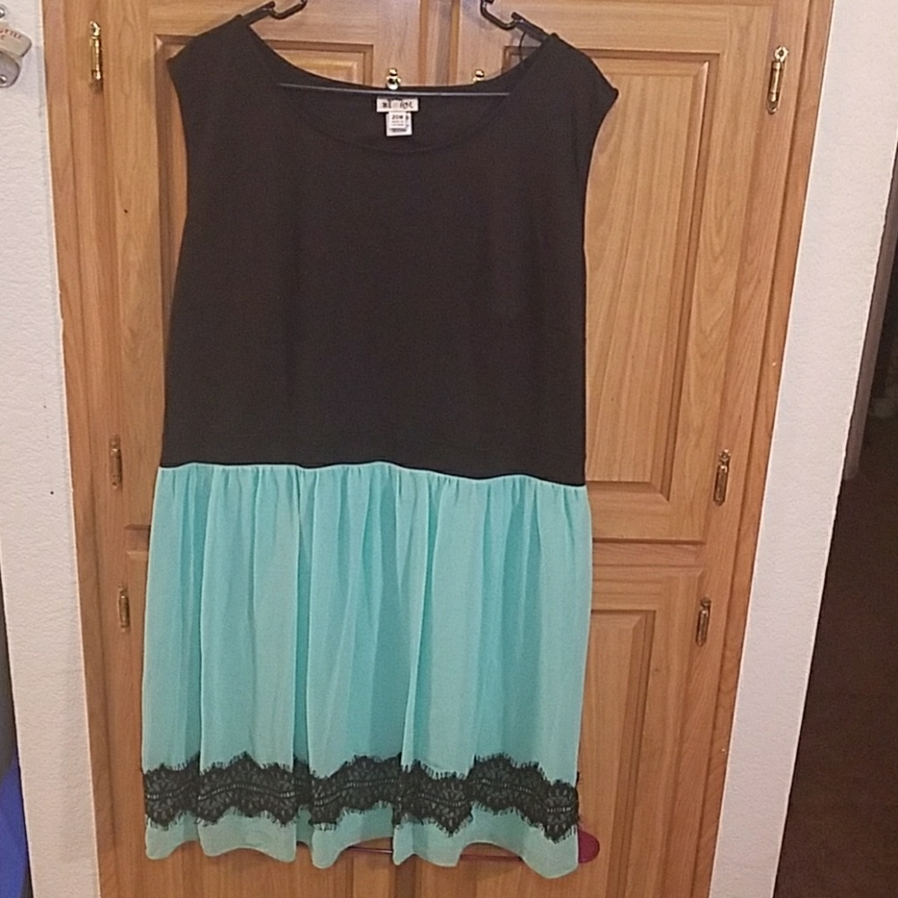 Mint Green and Black key hole back dress
